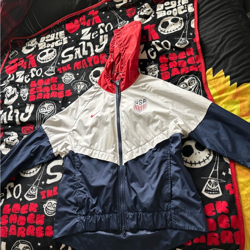 Nike Woman’s Windbreaker Jacket - Red, White, and Blue
